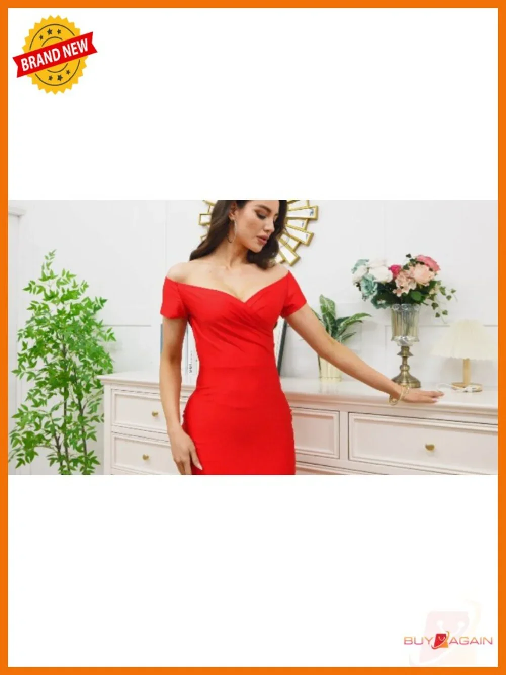 Off Shoulder V Neck Mermaid Evening Gown Formal Prom Maxi Dress